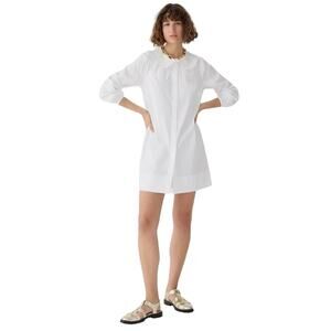 J. Crew Ruffle-collar mini shirtdress in cotton poplin White XS